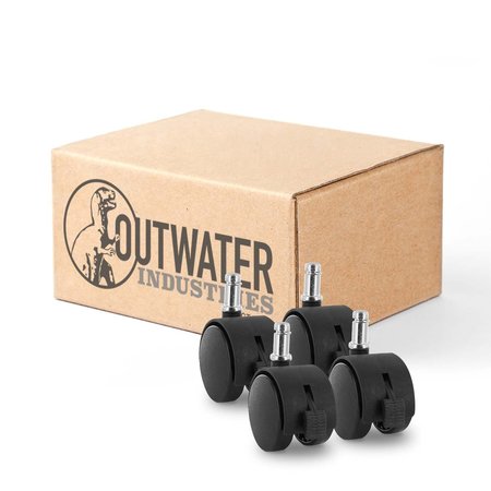 OUTWATER 2 in. Wheel Diameter, Black Nylon Swivel Hooded Samson Twin Wheel Caster with Brake, 4PK 3P1.14.00051